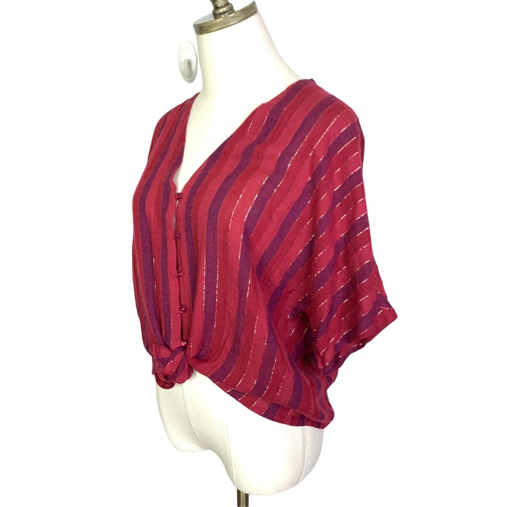 Rails Oversized Striped Button Down Crop Medium 3… - image 6